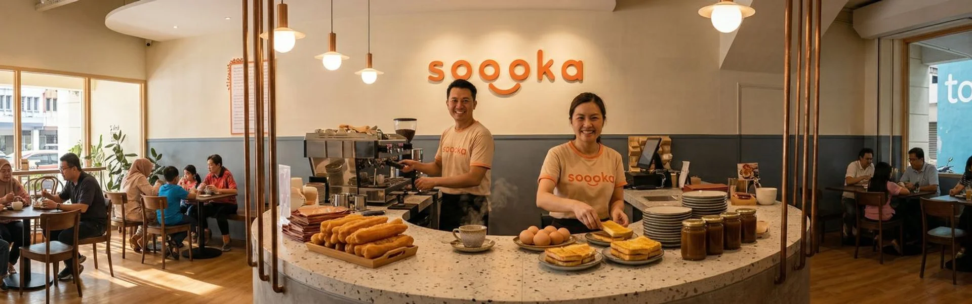 Soooka Cafe interior with founders
