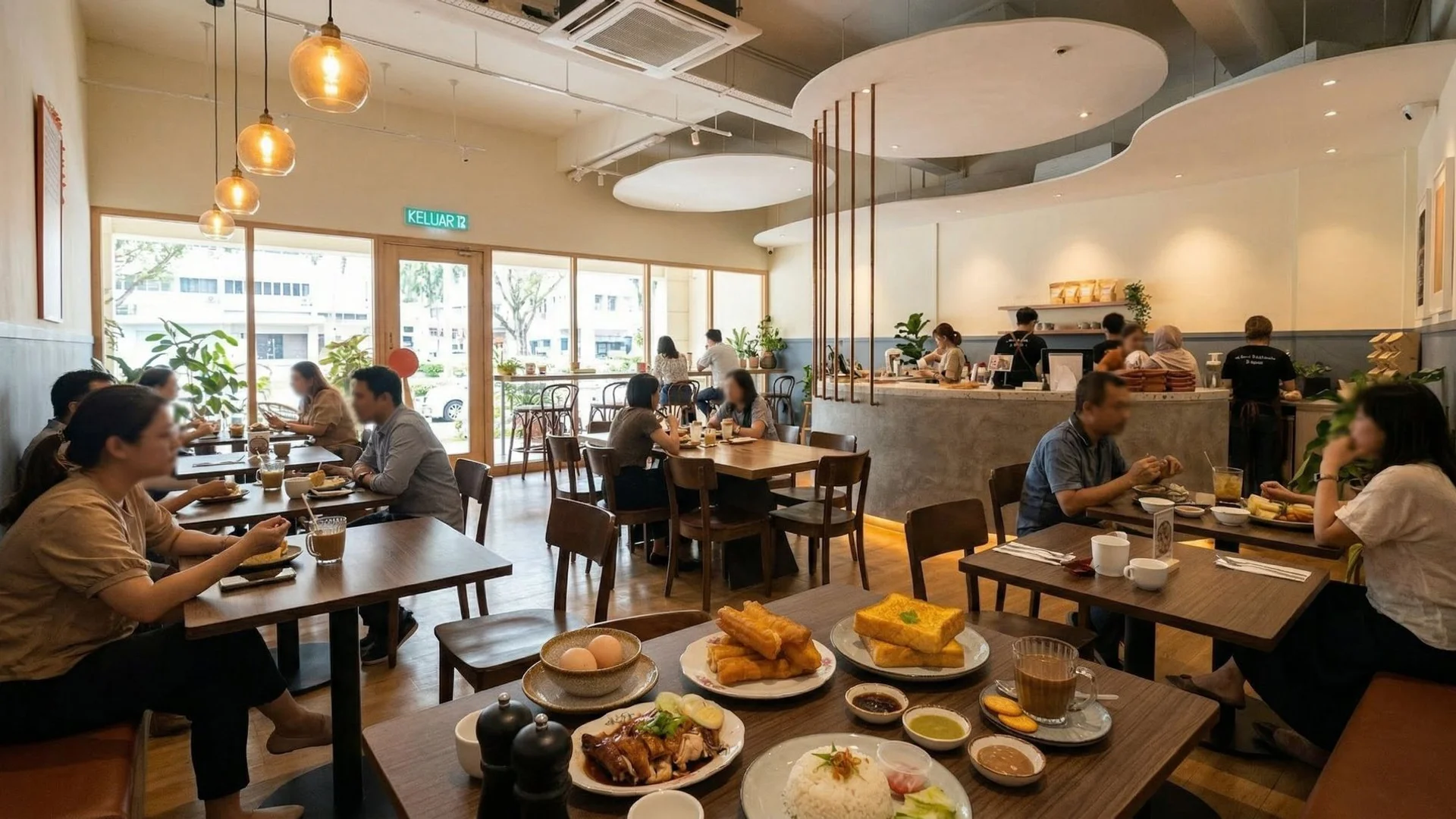 Soooka Cafe cosy interior with warm ambient lighting and Malaysian fusion dishes